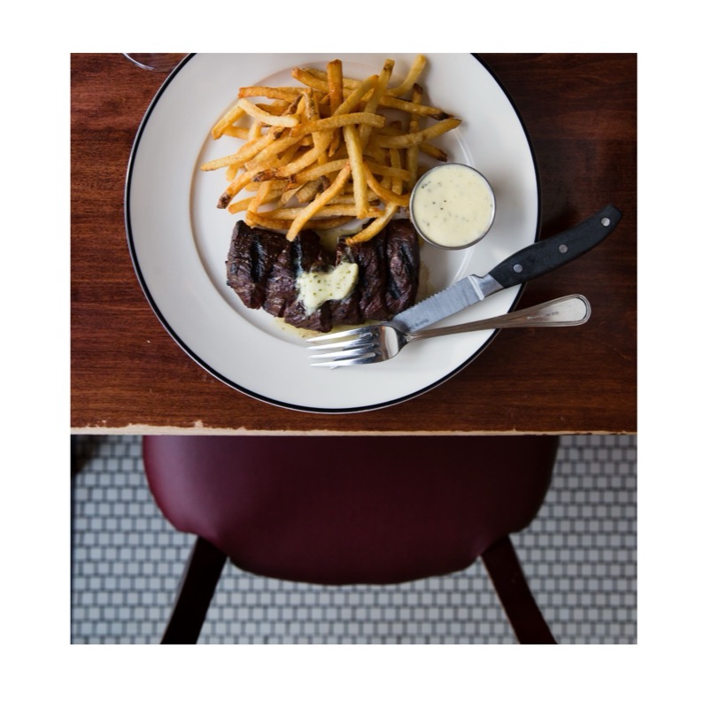 Steak frites with herb butter and béarnaise